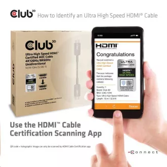 Club3D Kábel Ultra Rýchly HDMI™ Certifikovaný AOC Kábel 8K60Hz, 4K120Hz, 10m