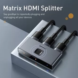 Baseus Matrix HDMI Splitter 2v1/1v2 sivá