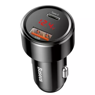 Baseus Magic Series PPS Digital Display duálny adaptér do automobilu USB-A QC + USB-C PD 45W, čierna