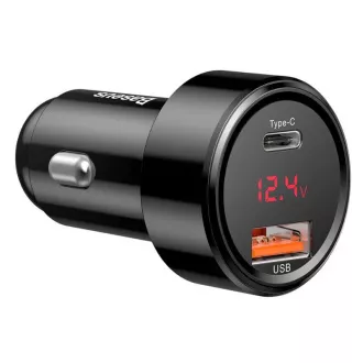 Baseus Magic Series PPS Digital Display duálny adaptér do automobilu USB-A QC + USB-C PD 45W, čierna