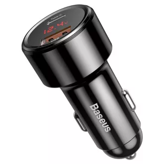 Baseus Magic Series PPS Digital Display duálny adaptér do automobilu USB-A QC + USB-C PD 45W, čierna