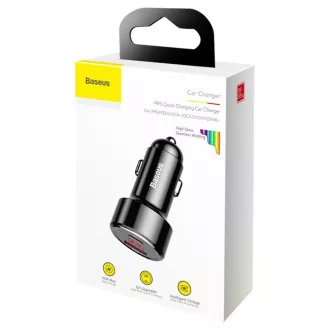 Baseus Magic Series PPS Digital Display duálny adaptér do automobilu USB-A QC + USB-C PD 45W, čierna