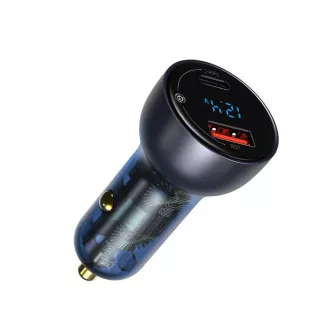 Baseus Particular Digital Display duálny adaptér do automobilu USB-A QC + USB-C 65W, šedá