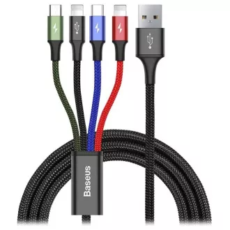 Baseus rýchly nabíjací / dátový kábel 4v1 2* Lightning + USB-C + Micro USB 3, 5A 1, 2m, čierna Baseus rýchly nabíjací / dátový kábel 4v1 2* Lightning + USB-C + Micro USB 3, 5A 1, 2m, čierna