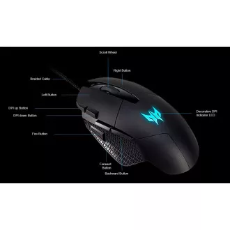 ACER Predator CESTUS 315 - herná myš, 4 levels DPI 800-6500dpi, Pixart 3325 senzor, IPS/speed 100, 8 tlačidiel