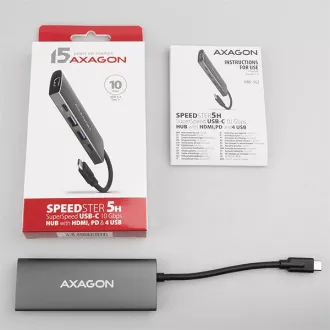 AXAGON HMC-5G2, USB 10Gbps húb, porty 2x USB-A, 2x USB-C, HDMI 4k/60, PD 100W, kábel USB-C 13cm