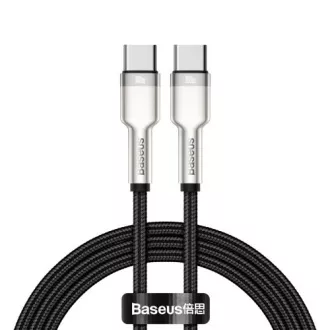 Baseus Cafule Series nabíjací / dátový kábel USB-C samec na USB-C samec s kovovými koncovkami 100W 1m, čierna