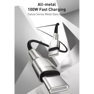 Baseus Cafule Series nabíjací / dátový kábel USB-C samec na USB-C samec s kovovými koncovkami 100W 1m, čierna