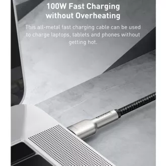 Baseus Cafule Series nabíjací / dátový kábel USB-C samec na USB-C samec s kovovými koncovkami 100W 1m, čierna
