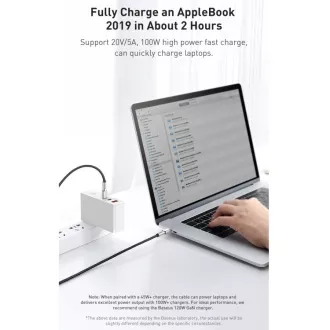 Baseus Cafule Series nabíjací / dátový kábel USB-C samec na USB-C samec s kovovými koncovkami 100W 1m, čierna