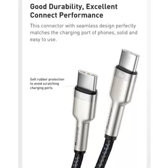 Baseus Cafule Series nabíjací / dátový kábel USB-C samec na USB-C samec s kovovými koncovkami 100W 1m, čierna