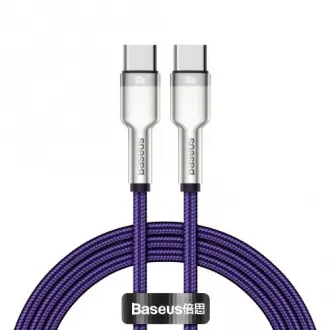 Baseus Cafule Series nabíjací / dátový kábel USB-C samec na USB-C samec s kovovými koncovkami 100W 1m, fialová