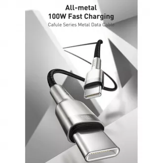 Baseus Cafule Series nabíjací / dátový kábel USB-C samec na USB-C samec s kovovými koncovkami 100W 1m, fialová