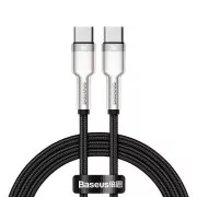 Baseus Cafule Series nabíjací / dátový kábel USB-C samec na USB-C samec s kovovými koncovkami 100W 2m, čierna