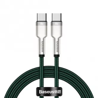Baseus Cafule Series nabíjací / dátový kábel USB-C samec na USB-C samec s kovovými koncovkami 100W 2m, zelená