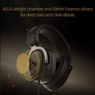ASUS slúchadlá TUF Gaming H3 Gun Metal, Gaming Headset, čierno-šedá