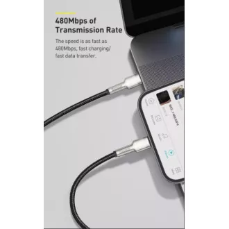 Baseus Cafule Series nabíjací / dátový kábel USB-C na Lightning PD 20W 0.25m, čierna