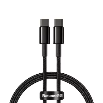 Baseus Tungsten Gold rýchlonabíjací / dátový kábel USB-C na USB-C 100W 1m, čierna