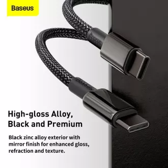 Baseus Tungsten Gold rýchlonabíjací / dátový kábel USB-C na USB-C 100W 1m, čierna