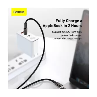 Baseus Tungsten Gold rýchlonabíjací / dátový kábel USB-C na USB-C 100W 1m, čierna