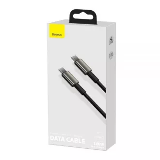 Baseus Tungsten Gold rýchlonabíjací / dátový kábel USB-C na USB-C 100W 1m, čierna