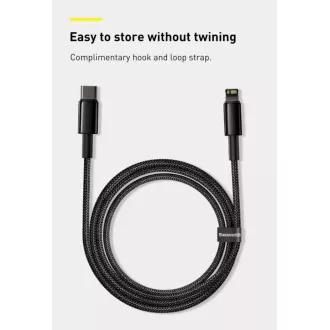 Baseus Tungsten Gold rýchlonabíjací / dátový kábel USB-C na Lightning PD 20W 2m, čierna