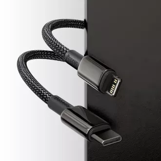 Baseus Tungsten Gold rýchlonabíjací / dátový kábel USB-C na Lightning PD 20W 2m, čierna
