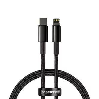 Baseus Tungsten Gold rýchlonabíjací / dátový kábel USB-C na Lightning PD 20W 1m, čierna