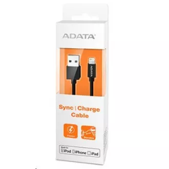 ADATA Sync & Charge Lightning kábel - USB A 2.0, 100cm, plastový, čierny