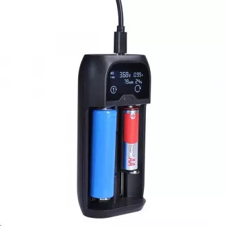 Solight nabíjačka batérií Li-Ion, LiFePO4, Ni-MH/CD, AA, AAA, 18650, 2000mA, 2 kanály, LCD displej