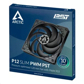 ARCTIC ventilátor P12 SLIM PWM PST 120mm, čierna