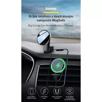 Baseus Big Energy držiak s bezdrôtovým nabíjaním 15W čierna (kompatibilný s Apple iPhone 12 Series) Baseus Big Energy držiak s bezdrôtovým nabíjaním 15W čierna (kompatibilný s Apple iPhone 12 Series)