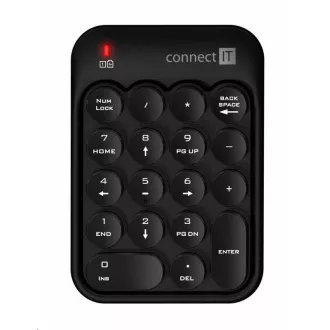 CONNECT IT bezdrôtová numerická klávesnica NumCALC (+ 1x AAA batéria zadarmo), čierna