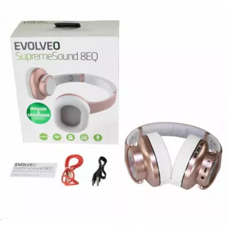 EVOLVEO bezdrôtové slúchadlá SupremeSound 8EQ, Bluetooth, reproduktor a ekvalizér 2v1, ružová