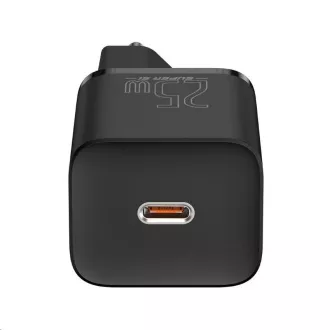 Baseus Super Si rýchlonabíjačka 1C 25W EU + kábel Type-C/Type-C 3A 1m čierna