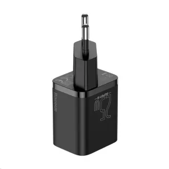Baseus Super Si rýchlonabíjačka 1C 25W EU + kábel Type-C/Type-C 3A 1m čierna