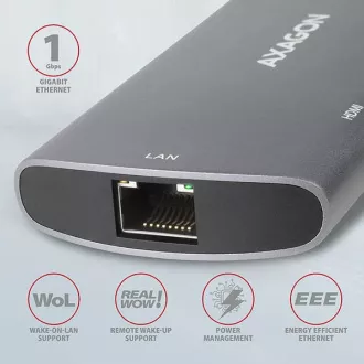 AXAGON HMC-6M2, USB 3.2 Gen 1 húb, porty 2x USB-A, HDMI, RJ-45 GLAN, SATA M.2 slot, PD 100W, kábel USB-C 18cm AXAGON HMC-6M2, USB 3.2 Gen 1 húb, porty 2x USB-A, HDMI, RJ-45 GLAN, SATA M.2 slot, PD 100W, kábel USB-C 18cm