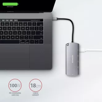 AXAGON HMC-6M2, USB 3.2 Gen 1 húb, porty 2x USB-A, HDMI, RJ-45 GLAN, SATA M.2 slot, PD 100W, kábel USB-C 18cm AXAGON HMC-6M2, USB 3.2 Gen 1 húb, porty 2x USB-A, HDMI, RJ-45 GLAN, SATA M.2 slot, PD 100W, kábel USB-C 18cm