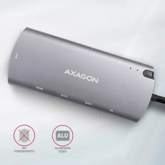 AXAGON HMC-6M2, USB 3.2 Gen 1 húb, porty 2x USB-A, HDMI, RJ-45 GLAN, SATA M.2 slot, PD 100W, kábel USB-C 18cm