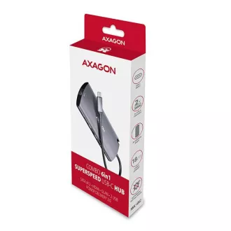 AXAGON HMC-6M2, USB 3.2 Gen 1 húb, porty 2x USB-A, HDMI, RJ-45 GLAN, SATA M.2 slot, PD 100W, kábel USB-C 18cm AXAGON HMC-6M2, USB 3.2 Gen 1 húb, porty 2x USB-A, HDMI, RJ-45 GLAN, SATA M.2 slot, PD 100W, kábel USB-C 18cm