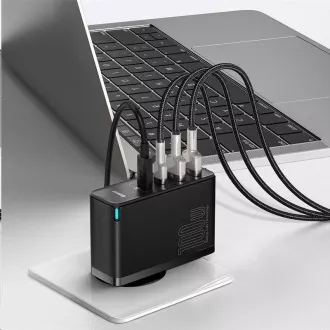 Baseus GaN2 Pre rýchlonabíjací adaptér 2x Type-C + 2x USB-A 100W čierna