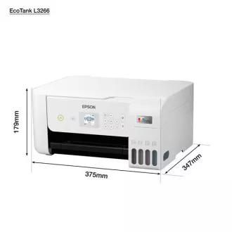 EPSON tlačiareň ink EcoTank L3266, 3v1, A4, 1440x5760dpi, 33ppm, USB, Wi-Fi, biela