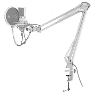SPC Gear mikrofón SM950 Onyx White / drôtový / streamovací / pop filter / držiak proti otrasom / USB / biela SPC Gear mikrofón SM950 Onyx White / drôtový / streamovací / pop filter / držiak proti otrasom / USB / biela