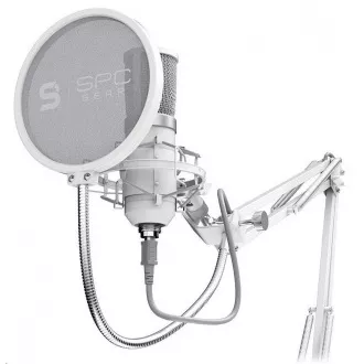 SPC Gear mikrofón SM950 Onyx White / drôtový / streamovací / pop filter / držiak proti otrasom / USB / biela SPC Gear mikrofón SM950 Onyx White / drôtový / streamovací / pop filter / držiak proti otrasom / USB / biela