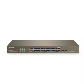 Tenda TEG1024F - 22-port Gigabit Ethernet Switch + 2x Combo SFP/RJ45, 10/100/1000 Mbps, Fanless, Rackmount, Kov - Rozbalené