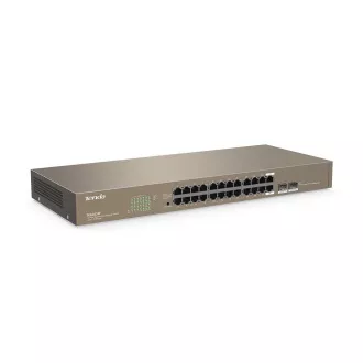 Tenda TEG1024F - 22-port Gigabit Ethernet Switch + 2x Combo SFP/RJ45, 10/100/1000 Mbps, Fanless, Rackmount, Kov - Rozbalené
