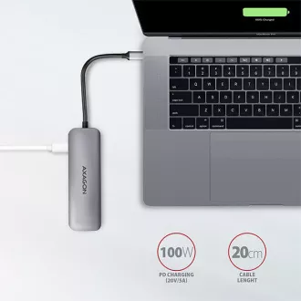 AXAGON HMC-5, USB 3.2 Gen 1 húb, porty 2x USB-A, HDMI, SD/microSD slot, PD 100W, kábel USB-C 20cm AXAGON HMC-5, USB 3.2 Gen 1 húb, porty 2x USB-A, HDMI, SD/microSD slot, PD 100W, kábel USB-C 20cm