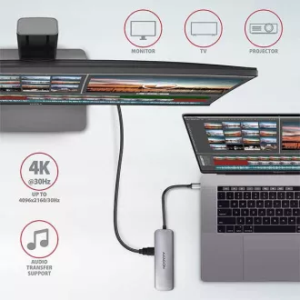 AXAGON HMC-5, USB 3.2 Gen 1 húb, porty 2x USB-A, HDMI, SD/microSD slot, PD 100W, kábel USB-C 20cm AXAGON HMC-5, USB 3.2 Gen 1 húb, porty 2x USB-A, HDMI, SD/microSD slot, PD 100W, kábel USB-C 20cm