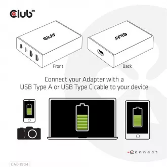 Club3D nabíjačka, 4 porty, 2x USB Type-A 2x Type-C up to 112 W, Power Delivery(PD) Support