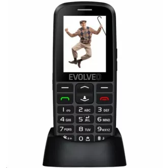 EVOLVEO EasyPhone EG, mobilný telefón pre seniorov s nabíjacím stojanom, čierna
